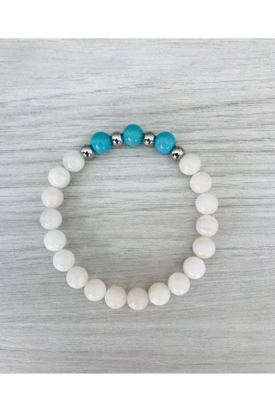 Gerçek Aytaşı Mavi Turkuaz Taşı Bileklik MKT46001 ürün görseli