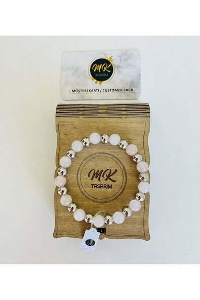 GERÇEK PEMBE KUVARS TAŞI BİLEKLİK | ÖZEL KUTUSUNDA | MÜŞTERİ KARTLI MK.022.005 ürün görseli