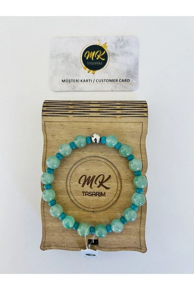 MK TASARIM Gerçek Aventurin - Turkuaz Taşı Bileklik Mk.020.002 - Resim 4