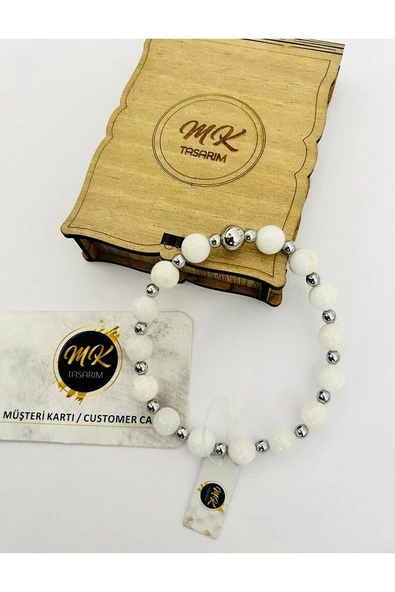 Gerçek Aytaşı Bileklik (ARA KÜÇÜK TAŞLAR HEMATİT TAŞIDIR) Mk.020.019 - Resim 2