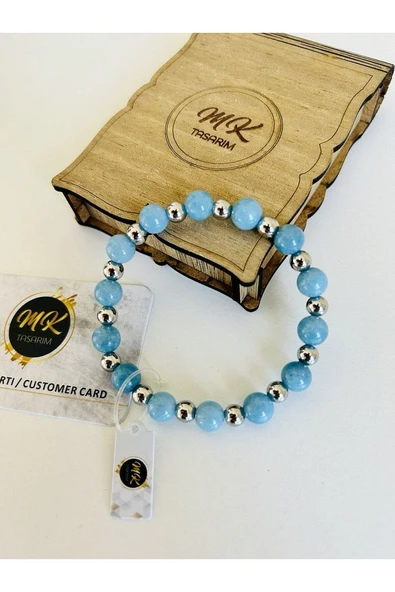 GERÇEK MAVİ KUVARS TAŞI BİLEKLİK | MK.016.006 - Resim 2