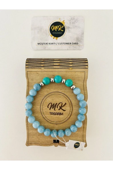 GERÇEK MAVİ KUVARS -TURKUAZ TAŞI BİLEKLİK | ÖZEL KUTUSUNDA | MÜŞTERİ KARTLI MK.003.002-1 - Resim 4