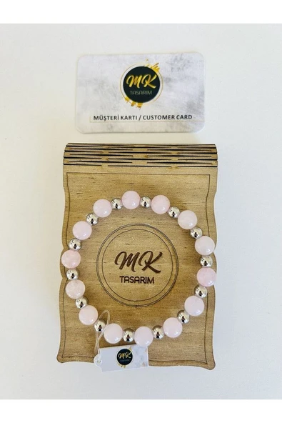 GERÇEK PEMBE KUVARS TAŞI BİLEKLİK | ÖZEL KUTUSUNDA | MÜŞTERİ KARTLI | MK.016.002 - Resim 3