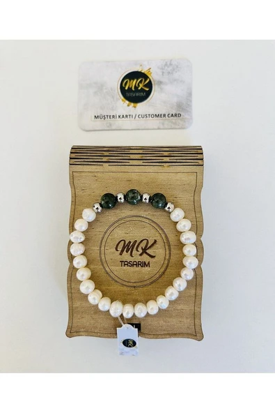 GERÇEK İNCİ YEŞİM TAŞI BİLEKLİK MK.002.006 ürün görseli