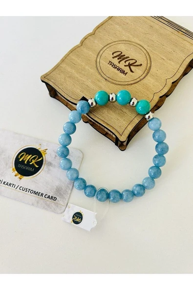 GERÇEK MAVİ KUVARS -TURKUAZ TAŞI BİLEKLİK | ÖZEL KUTUSUNDA | MÜŞTERİ KARTLI MK.003.002-1 - Resim 2
