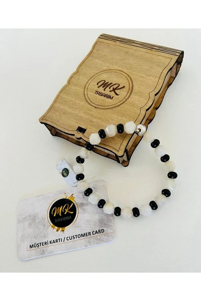 Gerçek Aytaşı Gerçek Akik Gerçek Bileklik | Mktasarım Özel Tasarım Kutusunda | Özel Müşteri Kartlı - Resim 4