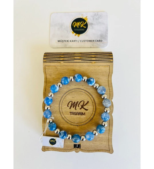 MK TASARIM GERÇEK MAVİ AKİK TAŞI BİLEKLİK MK.016.004 ürün görseli