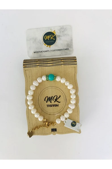 GERÇEK İNCİ -TURKUAZ  BİLEKLİK MKT23001 ürün görseli