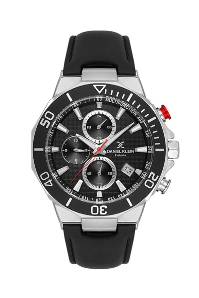 Daniel Klein DK.1.13841-1 Exclusive Tüm Fonksiyonları Aktif Tachymetre Özellikli Deri Kordonlu Siyah ürün görseli