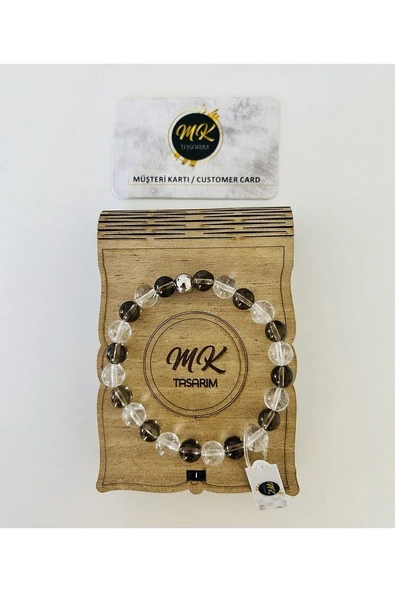 Gerçek Kristal Kuvars Gerçek Dumanlı Kuvars Bileklik - Resim 5