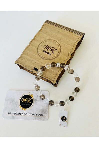 Gerçek Kristal Kuvars Gerçek Dumanlı Kuvars Bileklik - Resim 2