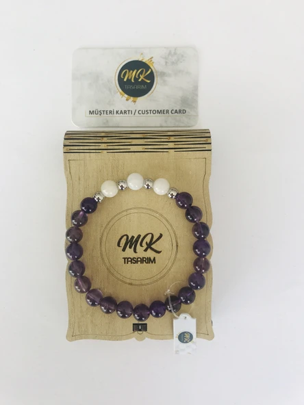 MK TASARIM GERÇEK AMETİST TAŞI AYTAŞI BİLEKLİK MKT41006 ürün görseli