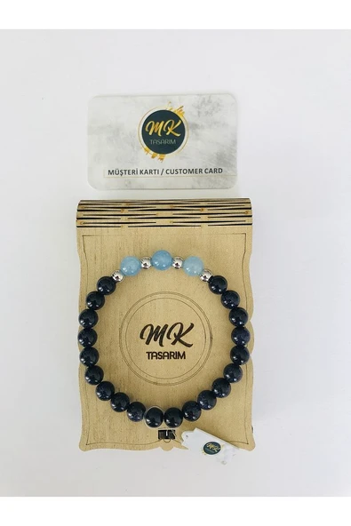 MK TASARIM GERÇEK YILDIZ TAŞI MAVİ AKİK TAŞI BİLEKLİK MKT39002 ürün görseli