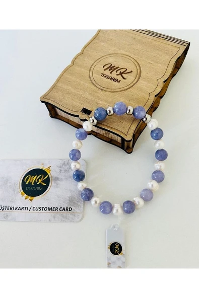 Gerçek Inci-mor Kuvras Taşı Bileklik | Mktasarım Özel Kutusunda | Mktasarım Müşteri Kartlı - Resim 3