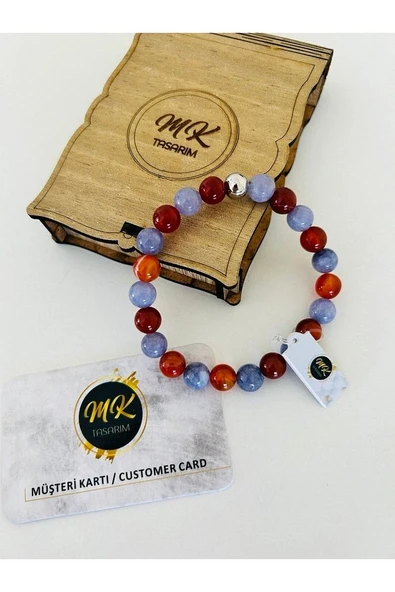 Gerçek Mor Kuvars Gerçek Kahverengi Akik Bileklik |mktasarım Özel Kutusunda |özel Müşteri Kartlı - Resim 2