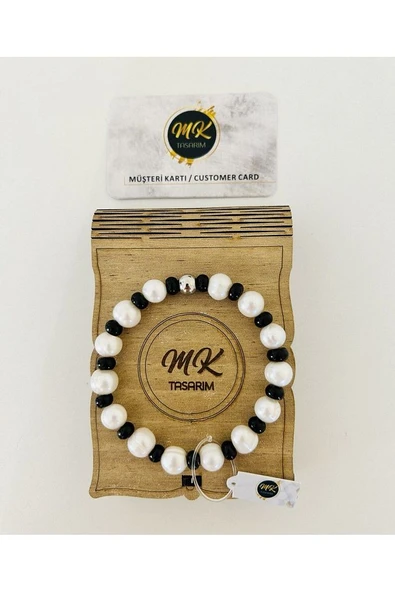 Gerçek Inci Gerçek Siyah Akik Bileklik - Resim 4