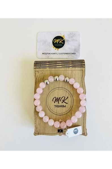 GERÇEK PEMBE KUVARS TAŞI BİLEKLİK | ÖZEL KUTUSUNDA | MÜŞTERİ KARTLI MK.013.001 ürün görseli