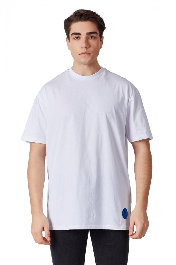 Beyaz Arkası Paraşüt Baskılı Oversize T-Shirt