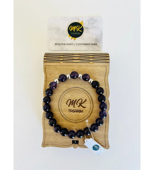 MK TASARIM GERÇEK AMETİST TAŞI BİLEKLİK MK.001.011 ürün görseli