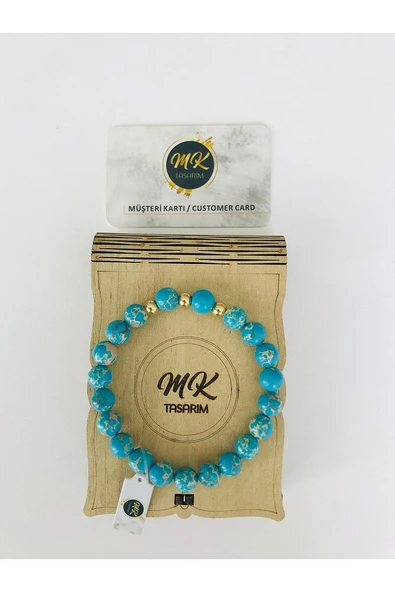 GERÇEK VARİSİT TAŞI MAVİ KUVARS TAŞI BİLEKLİK MKT34005 ürün görseli