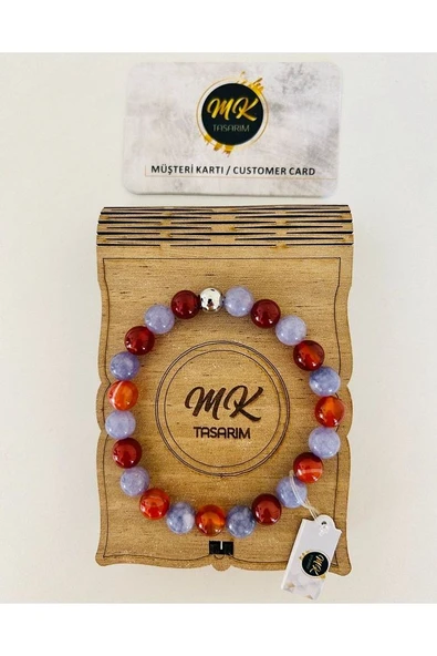 Gerçek Mor Kuvars Gerçek Kahverengi Akik Bileklik |mktasarım Özel Kutusunda |özel Müşteri Kartlı - Resim 4