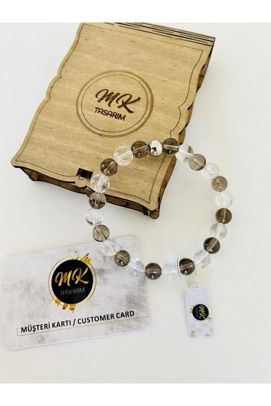 Gerçek Kristal Kuvars Gerçek Dumanlı Kuvars Bileklik - Resim 4