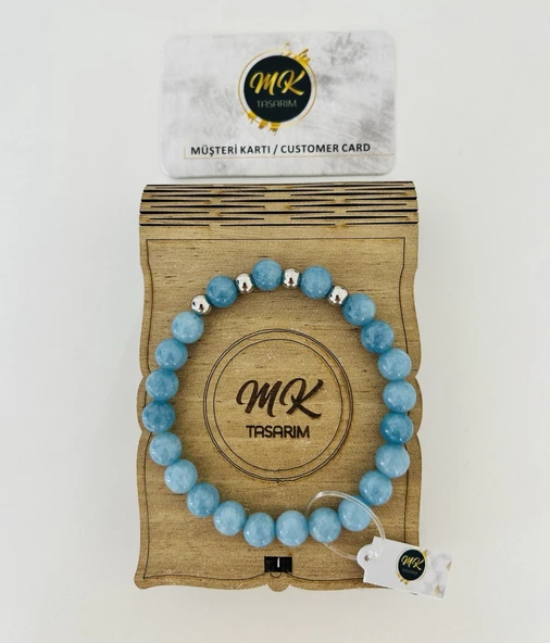 Mk Tasarım Gerçek Mavi Kuvars Taşı Bileklik Mk.001.004 ürün görseli