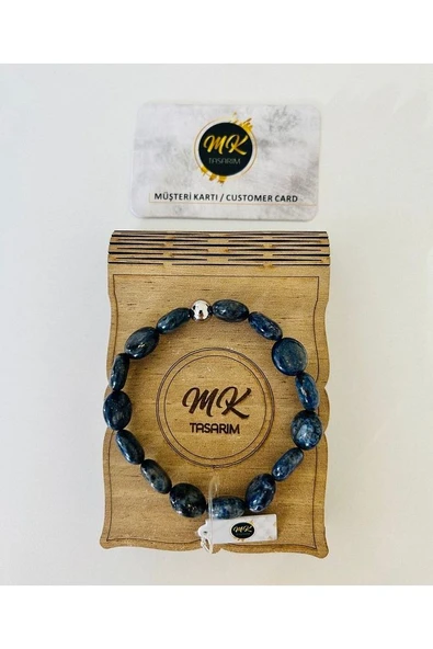 Gerçek Lapis Lazuli Bileklik | Mktasarım Özel Kutusunda | Mktasarım Müşteri Kartlı - 4