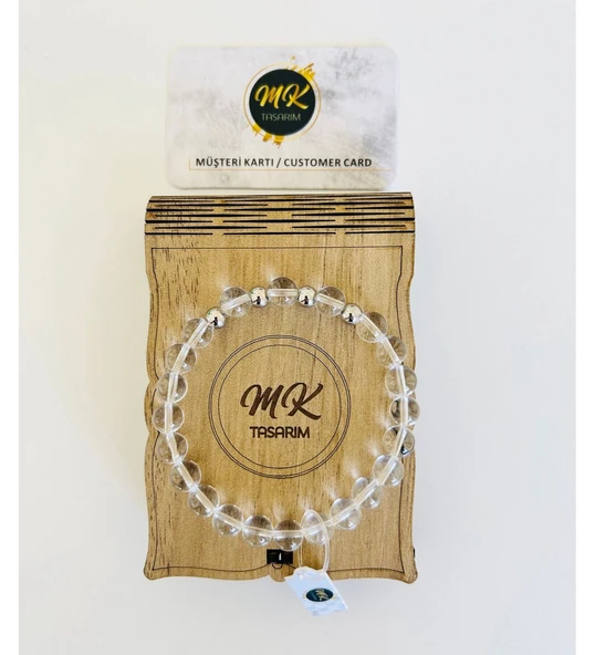 MK TASARIM GERÇEK KRİSTAL KUVARS TAŞI BİLEKLİK MK.001.012 ürün görseli