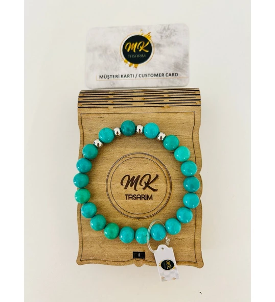 GERÇEK TURKUAZ TAŞI BİLEKLİK  MÜŞTERİ KARTLI ÖZEL KUTUSUNDA MK.001.005 ürün görseli