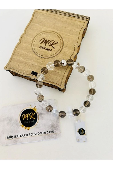 Gerçek Kristal Kuvars Gerçek Dumanlı Kuvars Bileklik - Resim 3