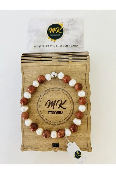 Gerçek Inci Gerçek Kahve Yıldız Taşı Bileklik |mktasarım Özel Kutusunda |özel Müşteri Kartlı - 2
