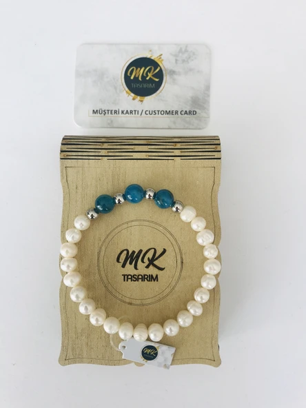 MK TASARIM GERÇEK İNCİ GERÇEK APATİT TAŞI BİLEKLİK MKT42002 ürün görseli