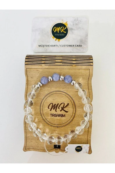 Gerçek Kristal Kuvars Mor Kuvars Taşı Bileklik ürün görseli