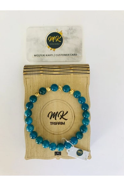 MK TASARIM GERÇEK  APATİT TAŞI BİLEKLİK MKT6004 ürün görseli