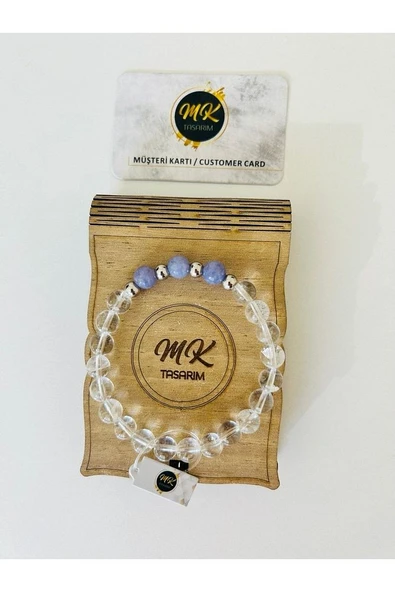 Gerçek Kristal Kuvars -mor Kuvars Taşı Bileklik | Özel Kutusunda | Müşteri Kartlı Mkt0002 ürün görseli