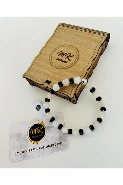 Gerçek Aytaşı Gerçek Akik Gerçek Bileklik | Mktasarım Özel Tasarım Kutusunda | Özel Müşteri Kartlı - Resim 3