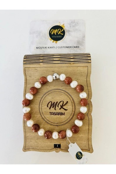 Gerçek Inci Gerçek Kahve Yıldız Taşı Bileklik |mktasarım Özel Kutusunda |özel Müşteri Kartlı