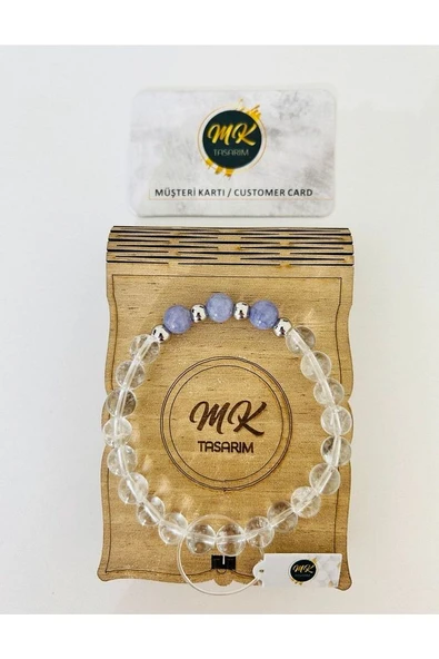 Gerçek Kristal Kuvars Mor Kuvars Taşı Bileklik - Resim 4