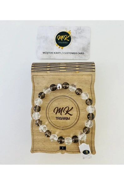 Gerçek Kristal Kuvars Gerçek Dumanlı Kuvars Bileklik ürün görseli