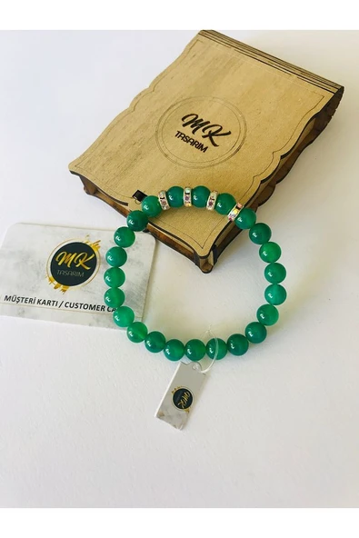 MK TASARIM GERÇEK  YEŞİL AKİK TAŞI BİLEKLİK MKT5004 ürün görseli