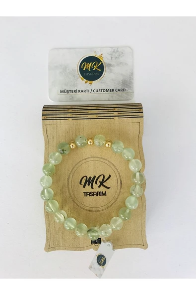 Gerçek Prehnite Taşı Bileklik mkt34003 - 5