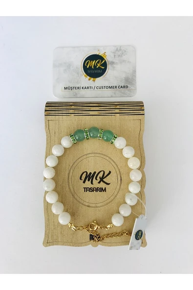 MK TASARIM GERÇEK AYTAŞI GERÇEK AVENTURİN BİLEKLİK MKT2013 ürün görseli