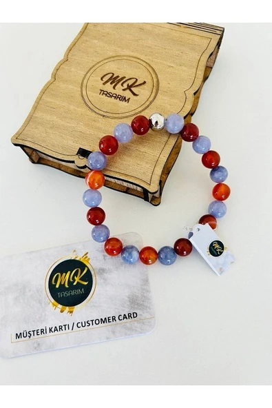 Gerçek Mor Kuvars Gerçek Kahverengi Akik Bileklik |mktasarım Özel Kutusunda |özel Müşteri Kartlı - Resim 3