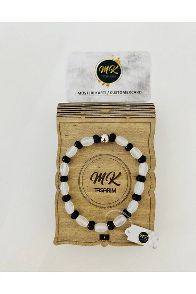 Gerçek Siyah- Beyaz Akik | Mktasarım Özel Kutusunda | Mktasarım Müşteri Kartlı ürün görseli