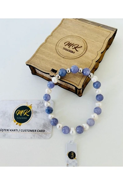 Gerçek Inci-mor Kuvras Taşı Bileklik | Mktasarım Özel Kutusunda | Mktasarım Müşteri Kartlı - Resim 2