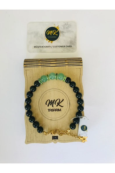 MK TASARIM Gerçek Yıldız Taşı Aventurin Taşı Bileklik  MKT2009 ürün görseli