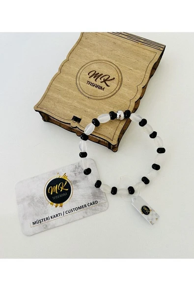 Gerçek Siyah- Beyaz Akik | Mktasarım Özel Kutusunda | Mktasarım Müşteri Kartlı - Resim 3