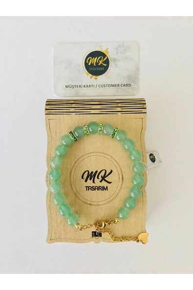 MK TASARIM GERÇEK AVENTURİN TAŞI %100 ORIJINAL BİLEKLİK MKT1001 ürün görseli