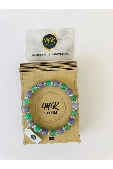 MK TASARIM GERÇEK  MOR KUVARS TAŞI - AVENTURİN TAŞI %100  ORIJINAL BİLEKLİK MKT14001 ürün görseli